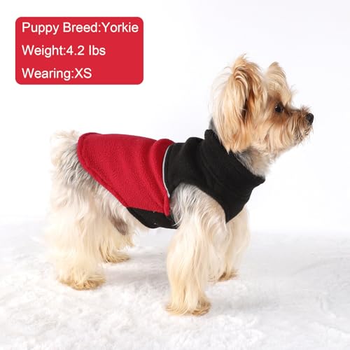 Image of Dog Clothes for Small Dogs Fleece Vest Dog Sweater Boy Girl, Warm Pullover Fleece Doggie Jacket, Winter Pet Ourfit Chihuahua Sweater - Yorkie Clothes (Black + Red, Medium)
