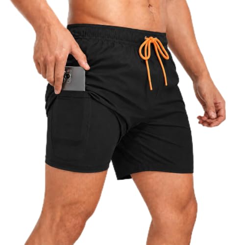 Image of InfiniZer Men's Athletic Running Shorts Lightweight Gym Workout Shorts with Pockets Quick Dry Sports Shorts for Men (UK, Alpha, XL, Regular, Regular, Black)