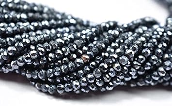 13 inch Strand of gem Black Spinal Rondelle Faceted Black Beads for DIY Jewelry Making. Black Spinal Beads Strand #Code - YUGNA_BEDSTRAND_02405
