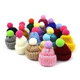 100 Stück Kleine Mützen Zum Basteln - Mini Strickmützen für Puppen, Weihnachtsdekoration und Mehr (Dribbling)
