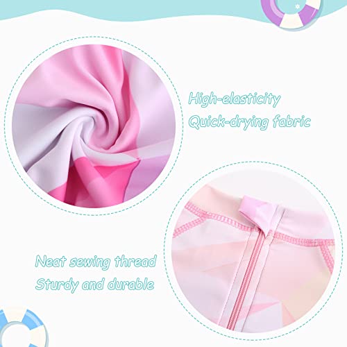 Image of Girls One Piece Rash Guard Long Sleeve Swimsuits for Girls UPF 50+ Sun Protection Bathing Suits 3-16 Years