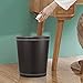 KINGFOM Classic Pu Leather Trash Can Wastebasket, Garbage Container Can for Bathrooms, Powder Rooms, Kitchens, Home, Office and and High Class Hotel Round Brown