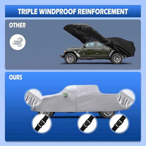 Image of Car Cover Fit for Jeep Gladiator 2020-2026, Migaven Waterproof Full Exterior Cover Sun Rain Protection with Door Zipper and Cotton Lining