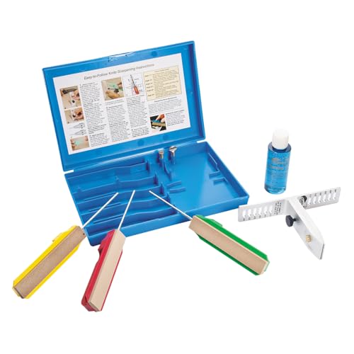 Gatco Edgemate 3-Stone Knife Sharpening System with Clamp, for Kitchen, Utility, and Outdoor Cutlery (10003)