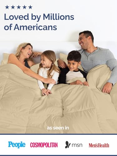 Image of Cal King Size, Beige Alternative Down Comforter - Warm, Lightweight & Breathable Hotel Quality Bedding Set for Men, Women, Kids & Teens - All Season Oversized Cooling Microfiber Duvet Insert Comforter