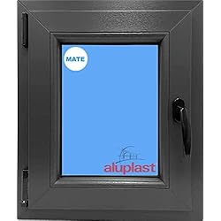 (V29M) Ventana Baño 500x600 Pvc Gris Antracita. Oscilobatiente Izqierda Vidrio Climalit Mate