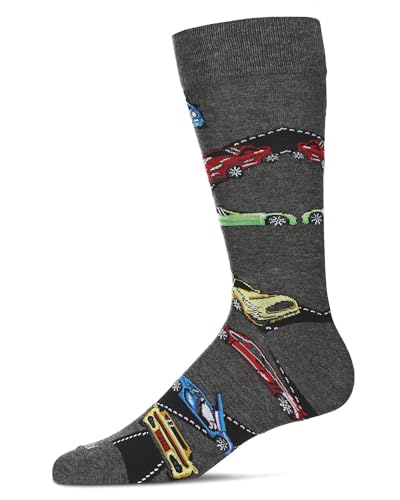 MeMoi Men's Cars Graphics Rayon Blend Novelty Crew Socks
