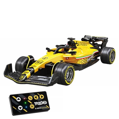 Image of PLUSPOINT 1:64 Die cast Metal F1 RC Mini Racing car with LED Lights | 2.4GHz Remote Control Car | 3 Speed Adjustable, USB Rechargeable Alloy RC Car for Kids & Adults Indoor /Outdoor Racing