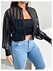 OYOANGLE Women's Plus Size Sheer Mesh Crop Bomber ... #3