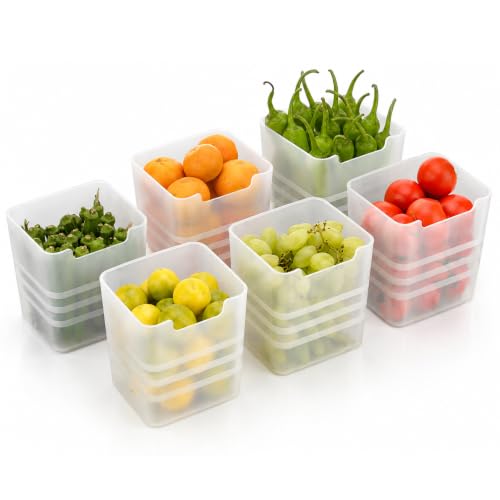 Image of JD FRESH Pack of 6 Fridge Storage Containers for Kitchen /Space Saving and Multiporpose Storage Organaizer for Dry Fruits, Vegetables, Grains, Kitchen Accessories Items for Home(Transparent)