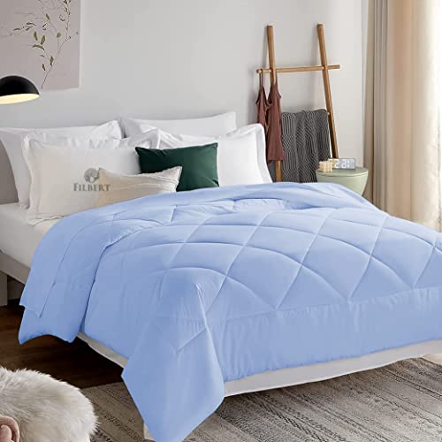 Image of Filbert Microfiber 250 Gsm 300 Tc Diamond Stitch Double Bed Comforter Blanket For All Season Light Weight (92 inch X 106 inch Inches /233Cm X 269Cm) - Comforter King Size | Sky Blue