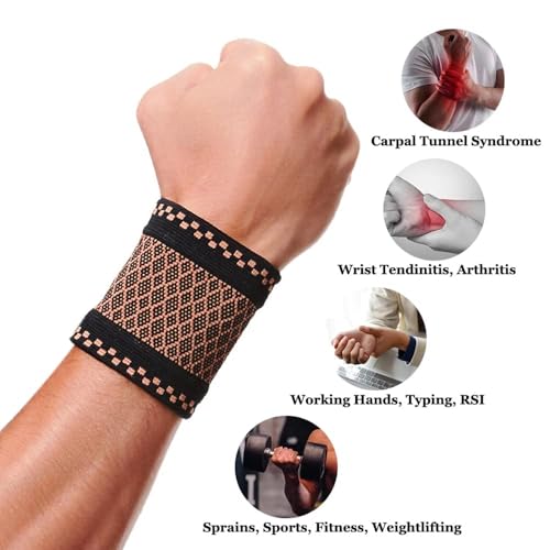 XFSRG Weiches Handgelenk Bandagen 2 Paar Set Atmungsaktive Wrist Wrap Handgelenkstütze für Fitness Bodybuilding Krafttraining Gelenkstütze Handgelenkschoner （Kupfer S）