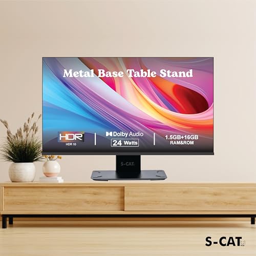 Image of S-CAT Table Top TV Stand for 14-42 Inch LED LCD Smart TVs, Portable TV Stand, Stand with Adjustable Mount, LED TV Floor Stand for Desk /Table (Contact Customer Care for Any Difficulty in Installation)