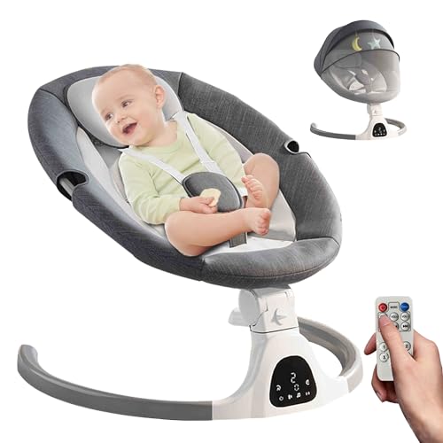 Wrneaoch Sdraietta Neonati Elettrica Dondolo Neonati Elettrico con Telecomando e Bluetooth Sdraietta...