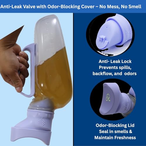 Portable Urinals for Women, 1200ml Nightglow Female Urinal with Upgraded Soft Rubber & Spill-Proof Lid – Large Capacity Pee Bottle Bed Pan for Elderly, Hospital, Travel, and Bedside Use - Thumbnail 6