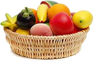 Kopinma Wicker Bread Storage Baskets, Woven Fruit Basket, Rattan Vegetables Fruit Basket, Stackable Food Baskets, Farmhouse Snack Basket, Harvest Basket for Home Kitchen, Gift Baskets 25 x 8cm