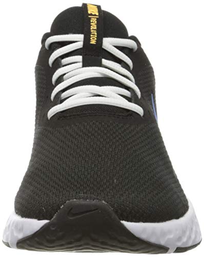 Nike Tênis de corrida masculino Revolution 5 Wide, Preto/University Blue-Laser Laranja-Branco-Antrac