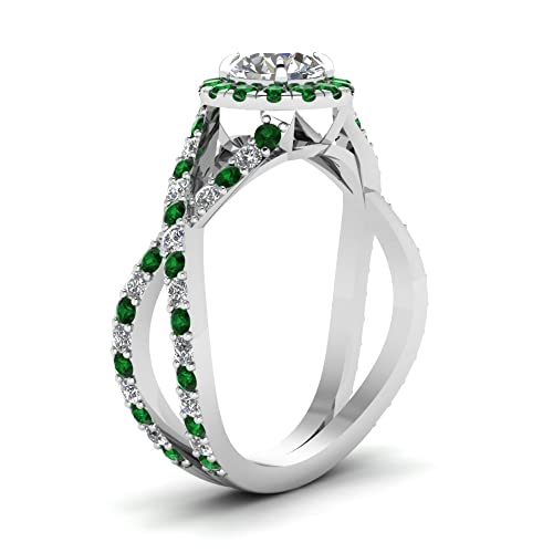 Image of Choose Your Gemstone Infinity Halo Round Diamond CZ Engagement Ring 925 Sterling Silver Round Shape Split Shank Engagement Ring Minimal Surprise Gifts for Ladies US Size 4 to 12