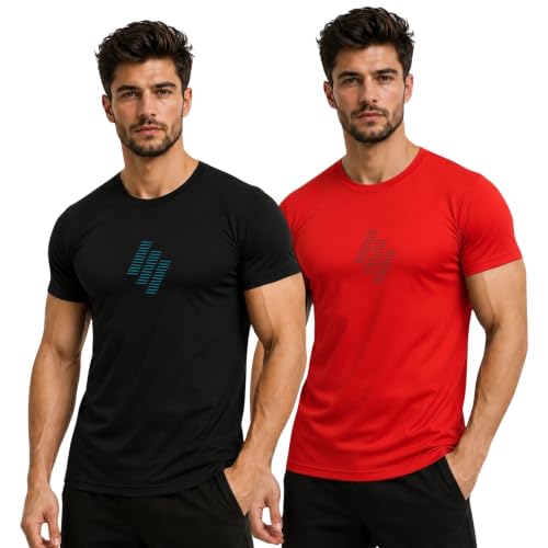 Image of 3Colors Men's Active Polyester T-Shirt | Quick Dry Gym Workout Tee | Stretch Sports Round Neck Running T-Shirt-STEPUP LINE