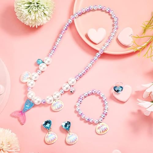 Mermaid Tail Necklace Earrings Bracelet 5 Pc Set