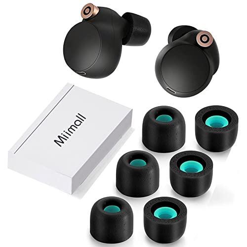 Miimall 6 Stück Foam Ohrstöpsel Kompatibel mit Sony WF-1000XM4 Ear Tips, 2 Sets (S+M+L) Weich Memory Foam Leicht Bequem Anti-Slip Memory Foam Ersatz Ear Tips für Sony WF-1000XM4/WF-1000XM3-Schwarz