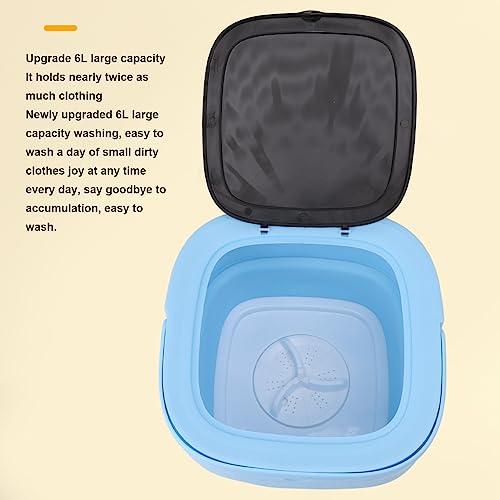 Kleine Zusammenklappbare Waschmaschine, Tragbarer Dörrapparat, 6 L, Mini-Eimer-Waschmaschine für Unterwäsche, Socken (Blau)