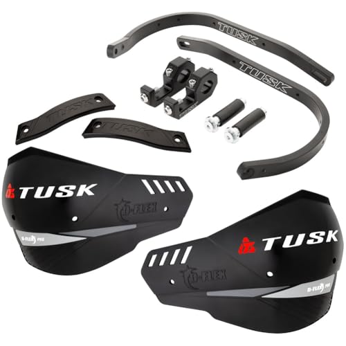 Tusk D-Flex Pro Adventure Handguards Black Aluminum Bar/Black Shields Universal Fit Fits 7/8 Handlebars - Compatible with KAWASAKI KLR 650 1997-2025
