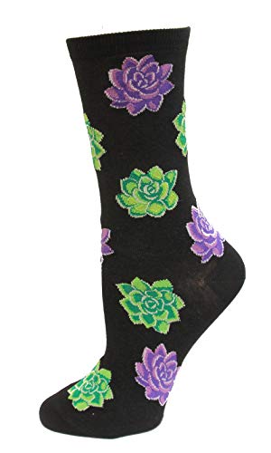 HOTSOX Womens Succulent Socks 1 Pair, Black, Womens 9-11