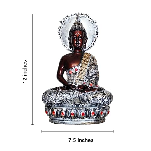 Image of YASHONIDHI Beautiful Sitting Buddha Statue for Home Decor, Resin, Metallic Brown, Height: 30.5 cm (1 feet), Showpiece for Gift, Buddha Idol