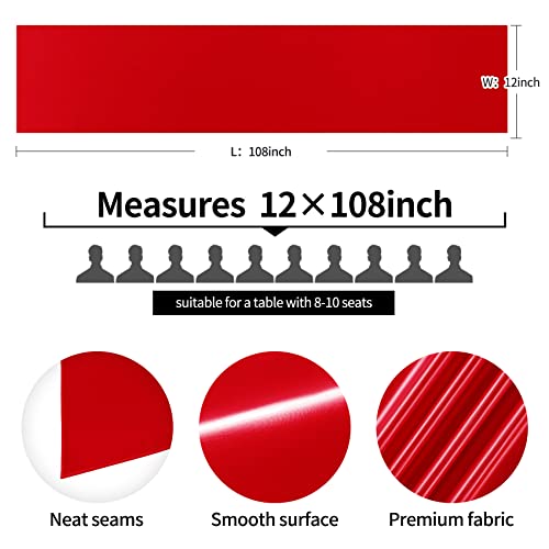 Beddeb 5-Pack Red Satin Table Runner 12 X 108 Inch Long Table Runner For Wedding, Black Birthday Party Decorations, Premium Table Runners For Banquets, Graduations, Engagements #TOP5
