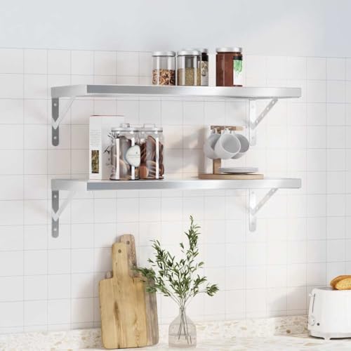 Étagères murales en acier inoxydable 75 cm rangement suspendu robuste - 2
