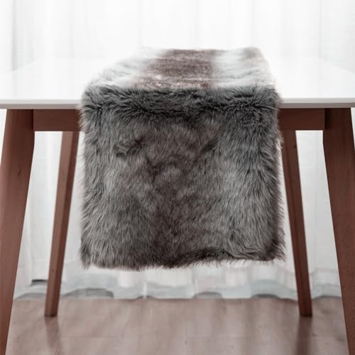 E-FirstFeeling Faux Fur Table Runner Plush Christmas Table Runner Fluffy Table Runner for Home Dining Table Decorations Dresser Runner Christmas Holiday Party Decorations by E-FirstFeeling - Image 2
