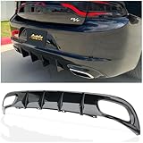 Autrix Rear Bumper Diffuser for 2015-2018 Dodge Charger Base Models and 2019-2024 Charger SXT, Rear Diffuser Square Exhaust 4 Shark Fin Gloss Black