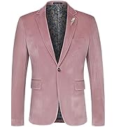 WEEN CHARM Velvet Blazer for Men Slim Fit One Button Sport Coat Tuxedo Jacket for Prom Wedding Pa...
