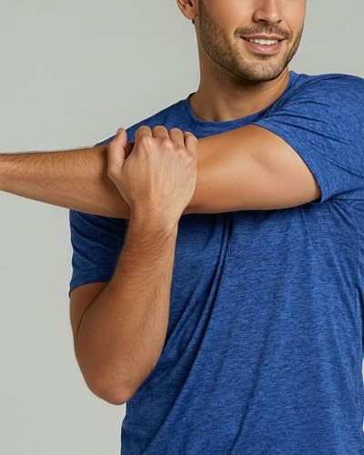 Image of Real Essentials 4 Pack: Men's Dry-Fit Short Sleeve Pocket Crew Performance Athletic T-Shirt (Available in Big & Tall)