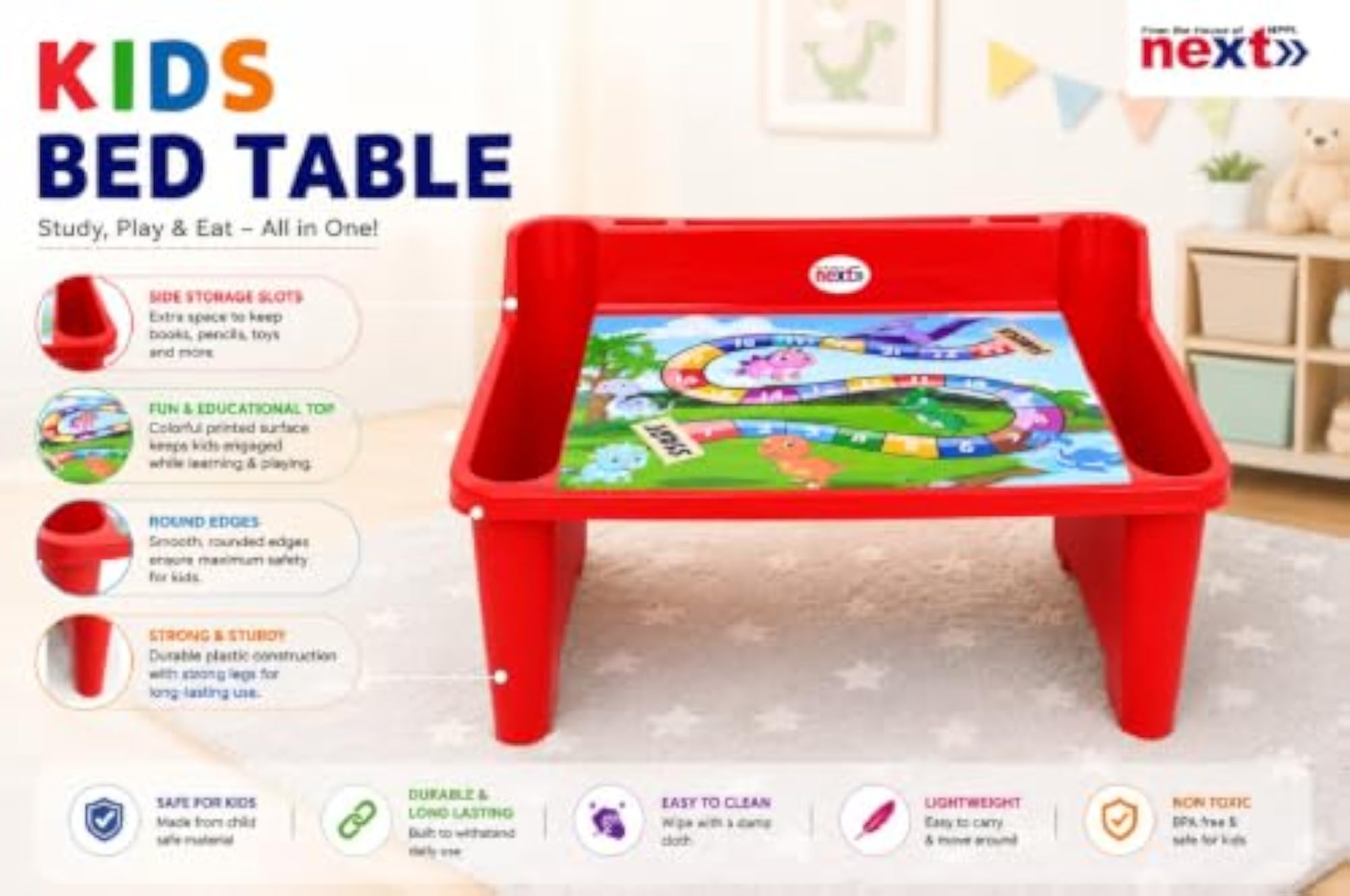Kids Study Table for Boys & Girls, Plastic Activity & Learning Table