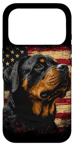 Vintage Rottweiler Dog Patriotic USA American Flag Case for iPhone 17 Pro