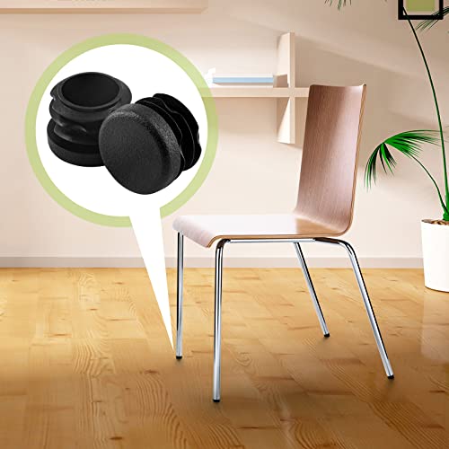 Image of Jiozermi 24 Pcs 3 /4 inch Round Plastic Plug, Black Round Plastic End Cap Furniture Finishing Plug for Pipe Post, Chairs and Furniture
