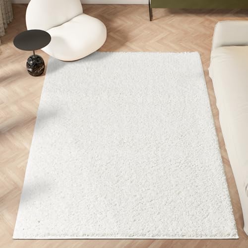 homeart Area Rug - Super Soft Shaggy Rugs For The Living Rooms, Bedrooms And Kitchen - Modern, Easy To Clean Carpet - 120x170 cm, White