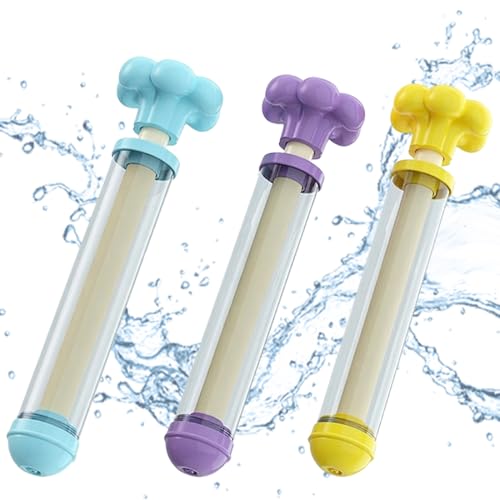 YIPFEN Pack de 3 Pistolas de Agua con Efecto Fuegos Artificiales para Niños, Pistola de Agua de Bomba con Boquilla Multiorificio, Juguetes de Playa y Piscina de Espuma EVA Suave