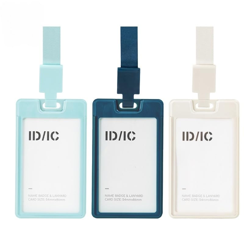 Deli EF407 Removable Lanyard Name Badge Holder, 105x62mm Card Slot - Blue/Green/White