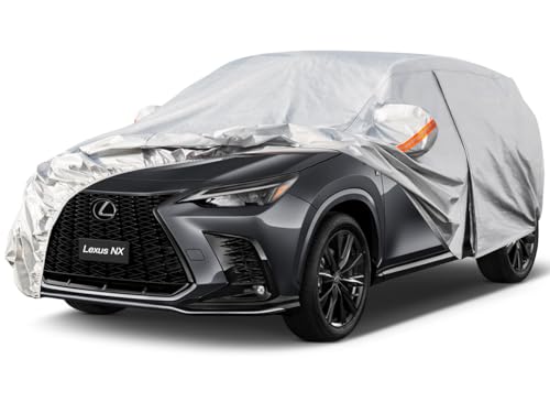 Kayme 6 Layers SUV Car Cover Custom Fit for Lexus NX 300 350 (2015-2025) Waterproof All Weather for Automobiles, Outdoor Full Cover Rain Sun UV Protection.Silver