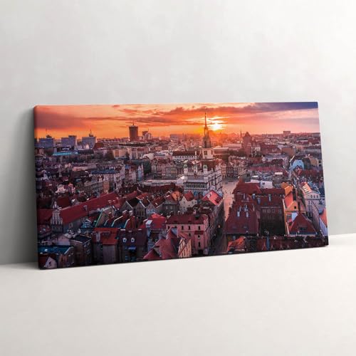 Tableaux 120x60cm Poznań panorama : grand format de décoration murale peinte