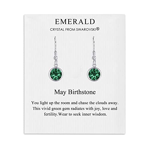 Preisvergleich Produktbild Tropfenohrringe aus May Birthstone mit österreichischen Smaragd-Kristallen kreiert