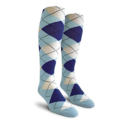 Golf Knickers Colorful Knee High Argyle Cotton Socks For Men Women And Youth - Uuu: Light Blue/Royal/White - Mens #TOP5