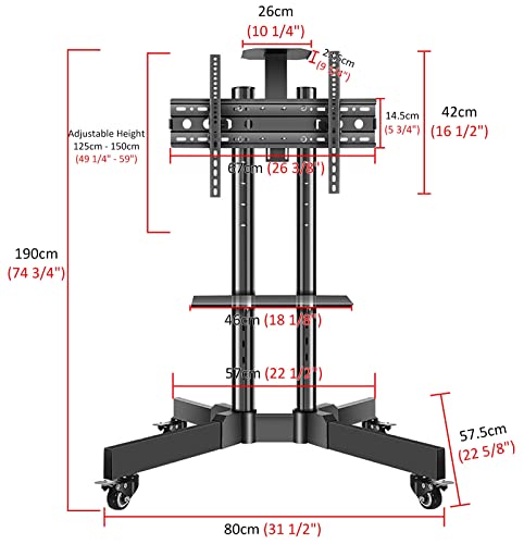 Soporte móvil para TV con ruedas y base estable X para pantallas 32" a 55" miniatura 7