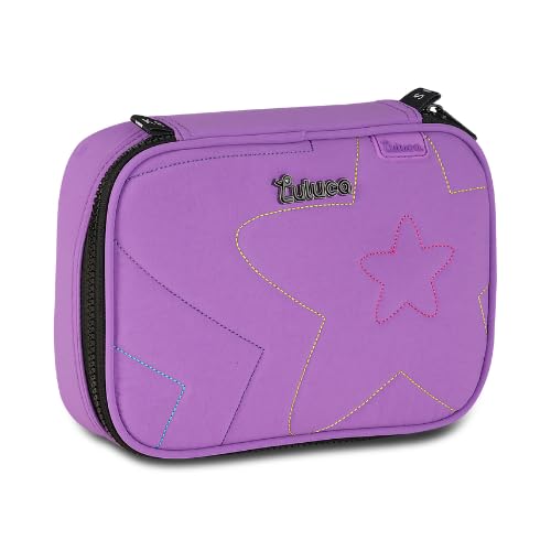 Estojo Box Luluca Feminino Escolar Resistente 36 Elásticos (Roxo)