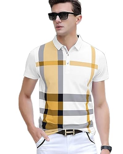 AUSK Mens Color Block Polo T Shirt (Color-White)