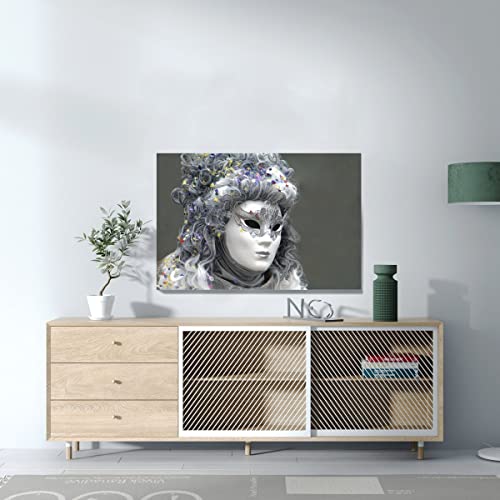 Masque blanc et argent tableau Venise pour transformer un mur vide et triste - 3