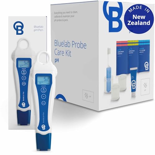 Bluelab pH Pen Meter and Probe Care Kit pH with Calibration Supplies Storage Solution & Brush Reliable Digital Tester for pH Temperature in Growing Solutions Optimal Plant Health and Yield